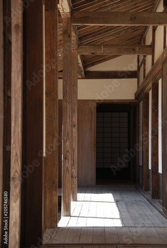 a roofed (covered) passage in old japanese house / 旧日本家屋の渡り廊下(縁側)