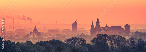 Plakat Krakow Stare Miasto we wczesnych godzinach porannych