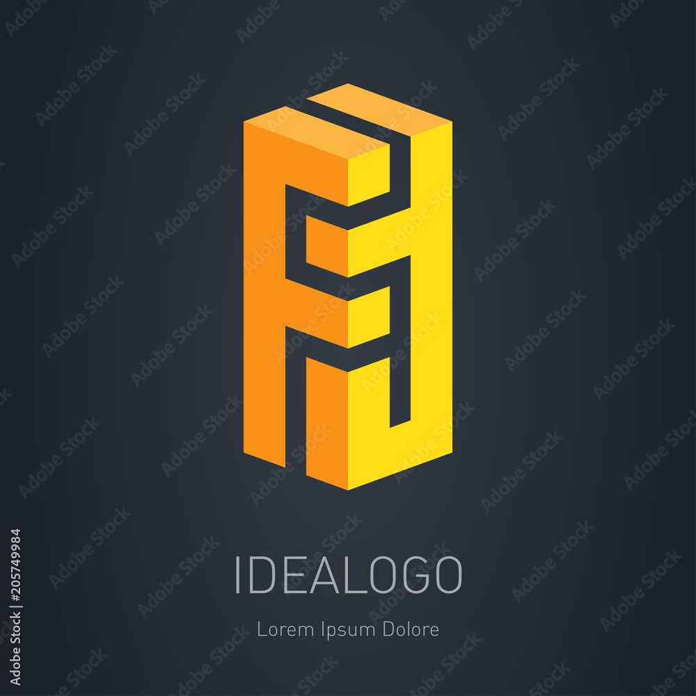 FT initial 3d logo. Vector design element or 3d icon. F and T - monogram  logotype. Stock Vector