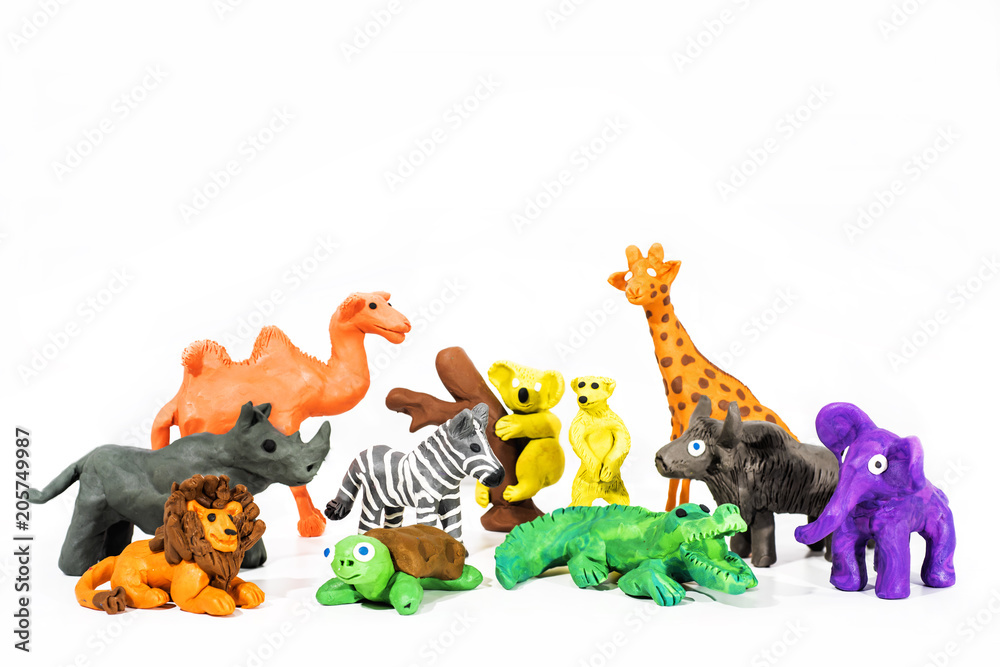 Play Clay World. Figures made from plasticine. Wild nature. - obrazy, fototapety, plakaty 