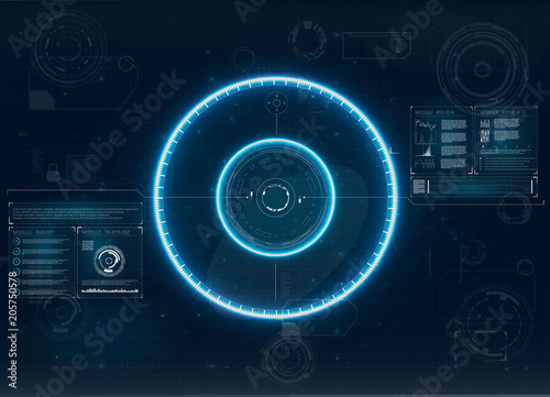 Hud. Flat icon on white backdrop. Future technology display design. Futuristic interface element. Futuristic screen hud concept. Hud futuristic template. Hud ui. 