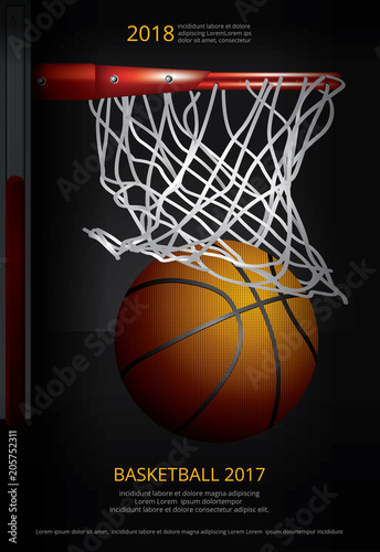 Basketball Poster Advertising Vector Illustration