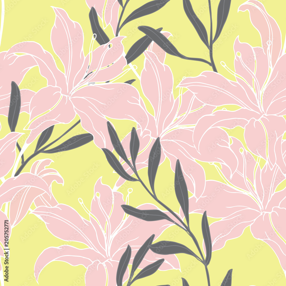 Abstract elegance pattern with floral background.