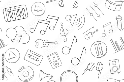 Vector music pattern. Music seamless background