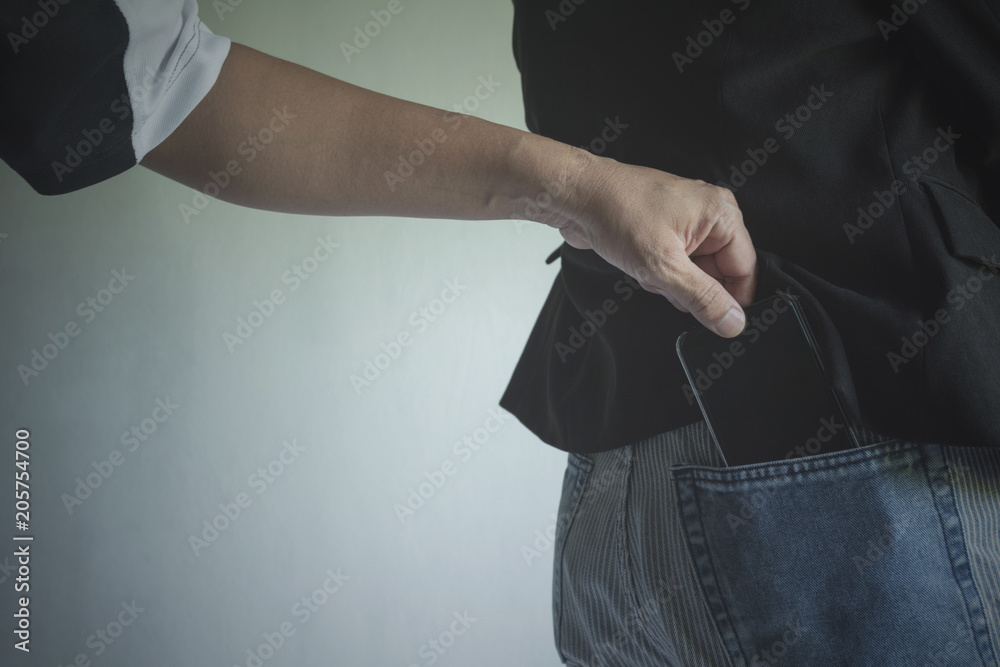 Man's Hand Stealing A Wallet From A Woman's Handbag Stock Photo, Picture  and Royalty Free Image. Image 6960794.