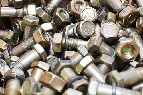 Nut and bolts background.Closeup.