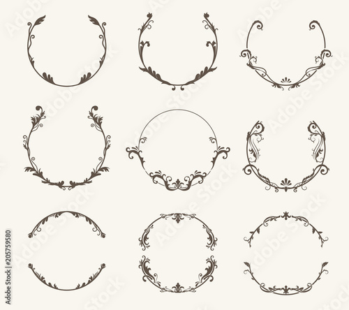 Vector set of border circle frame - vintage style