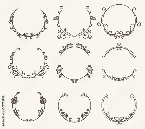 Vector set of border circle frame - vintage style