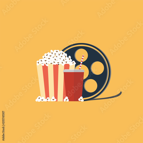 cinema popcorn cola concept vector icon for app and website