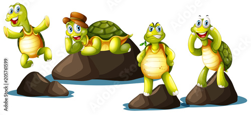 Fototapeta Naklejka Na Ścianę i Meble -  A Set of Happy Turtle