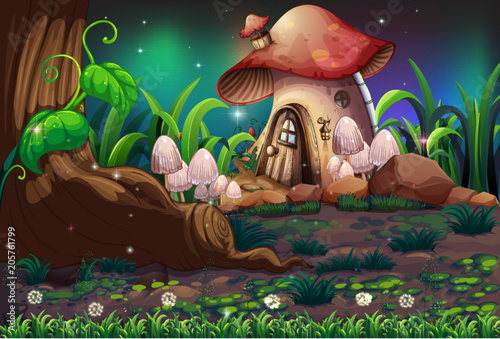 A Dark Forest and Mushroom House