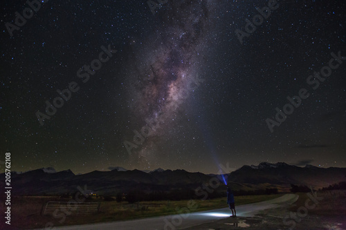 Milky way at Glenorchy Paradise Road, New Zealand. photo