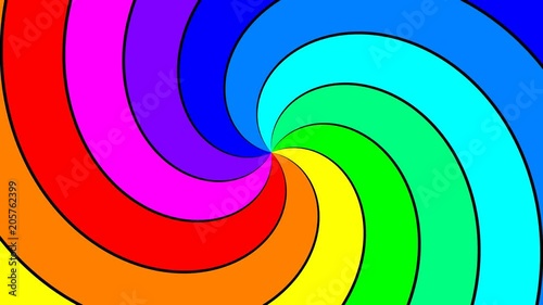 Rainbow spectral swirl rotating quickly clockwise, seamless loop