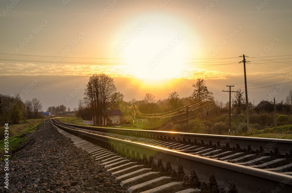 sunset over the railway
