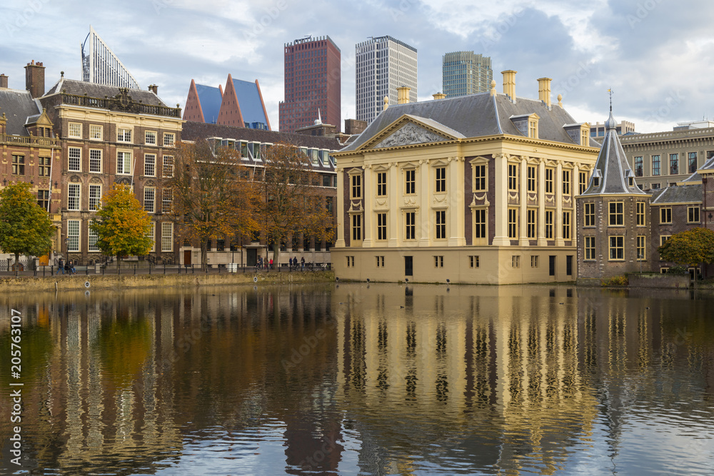 Hague city. Building of the Parliament. Binnenhof. Netherlands.