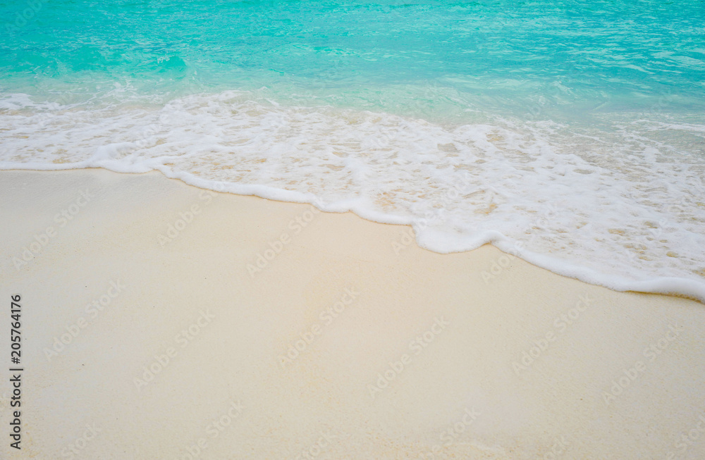 Summer concept , Beach white sand and turquoise sea color at maldives on the weekend holidays Summer concept , Beach white sand and turquoise sea color at maldives on the weekend holidays