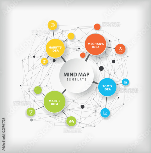 Vector mind map template with colorful circles and place for your text.