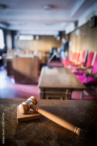 Hammer in a courtroom