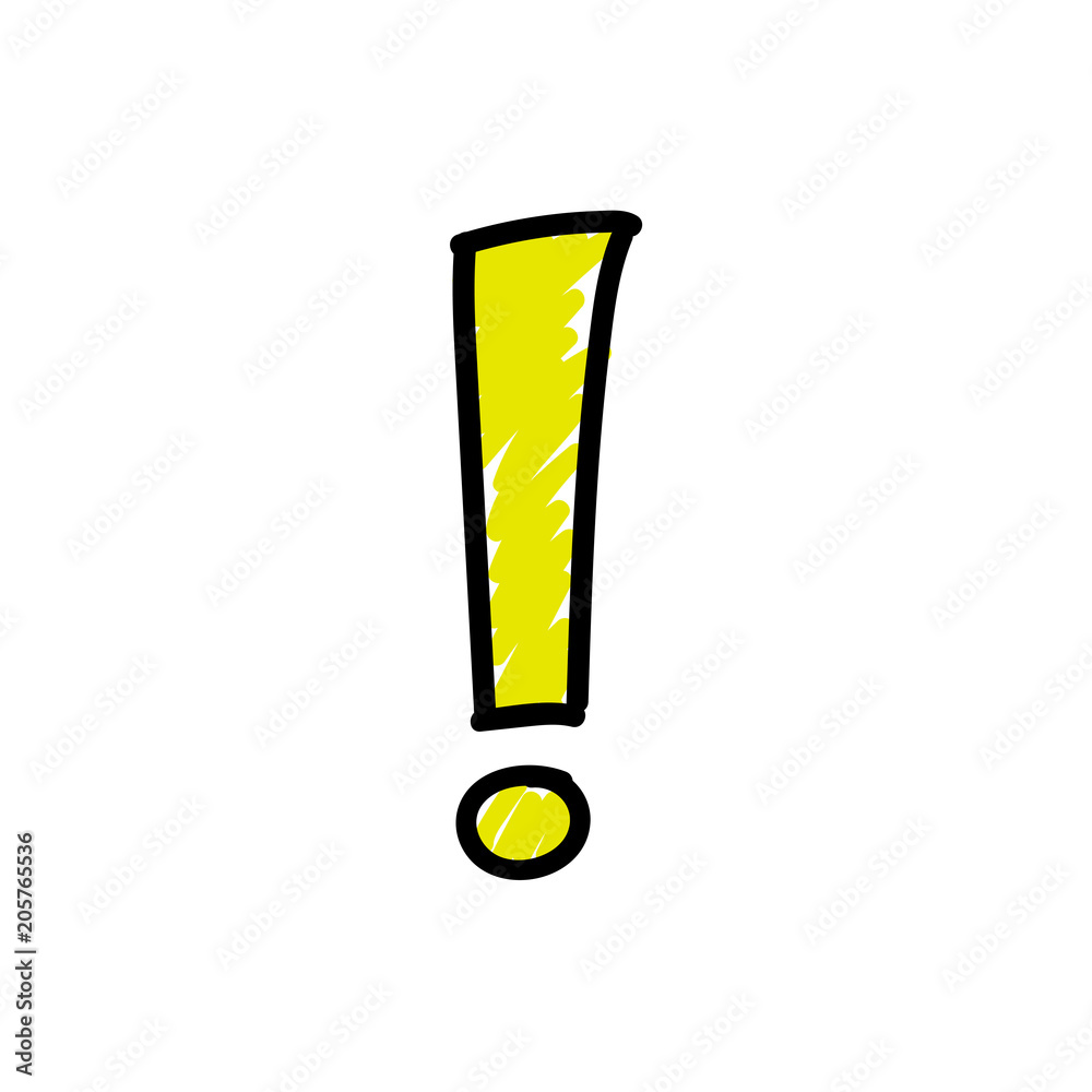 Exclamation point. Vector image in a cartoon style. Isolated on white