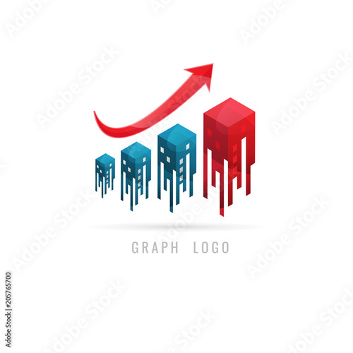 graph logo Creative concept for web. graphic Business. finance. media projects creation. vector. on white background. icon. symbol. city. building