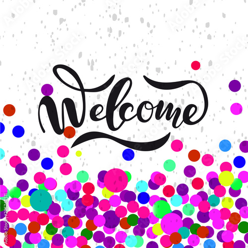 Fotografie Vector illustration of Welcome  with the inscription for packing