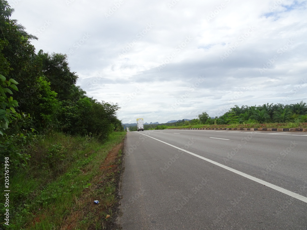 Asphalt road with road markings