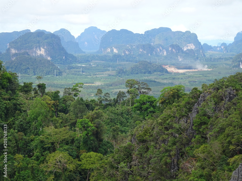 View from the observation deck on the mountains in Krabi province View from the observation deck on the mountains in Krabi province