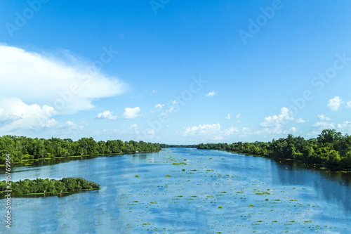 view to the river Mississippi with its wide river bed and untouched nature photo