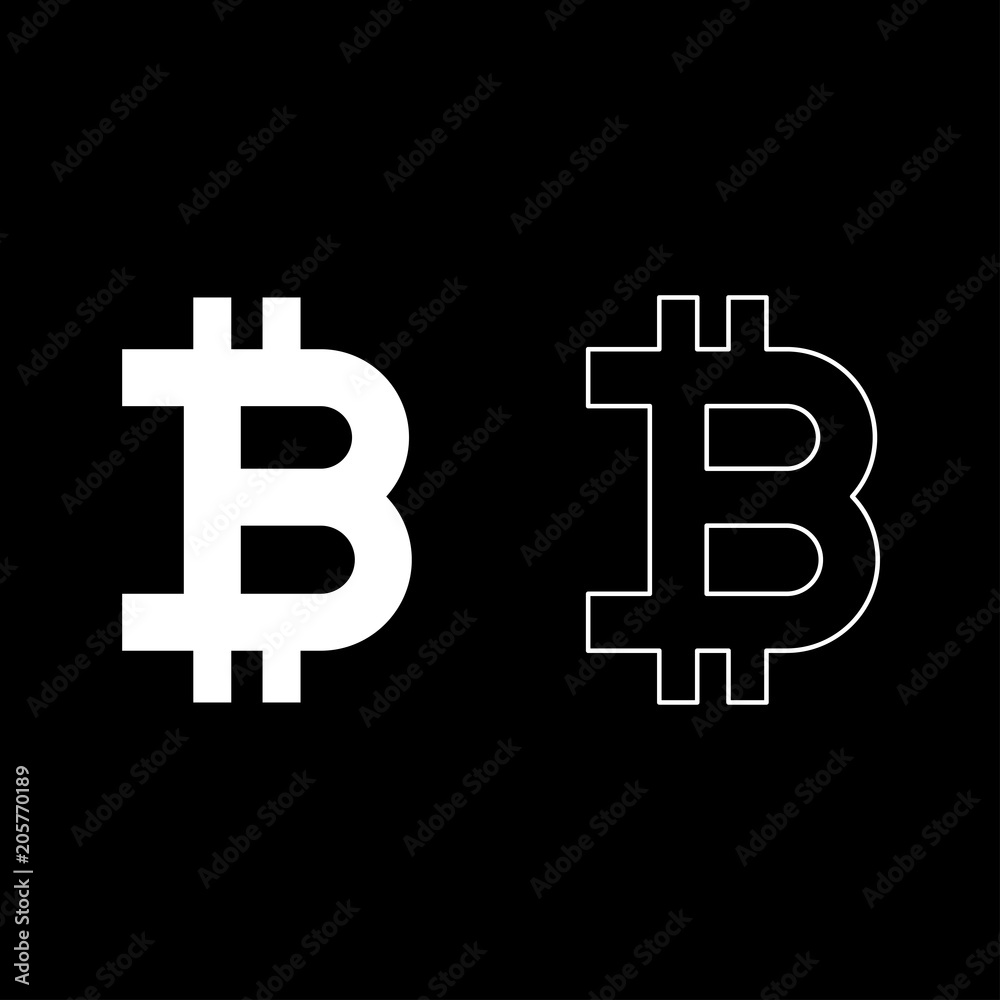 Bitcoin icon set white color illustration flat style simple image Bitcoin icon set white color illustration flat style simple image