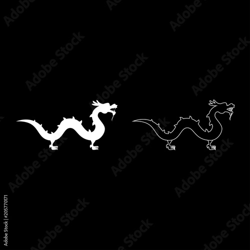 Chinese dragon icon set white color illustration flat style simple image