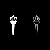 Torch flambeau icon set white color illustration flat style simple image