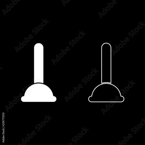 Toilet plunger sanitary tools household cleaning icon set white color illustration flat style simple image