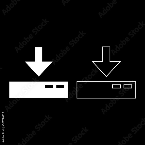 Download to server icon set white color illustration flat style simple image