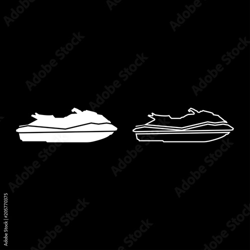 Waverunner icon set white color illustration flat style simple image