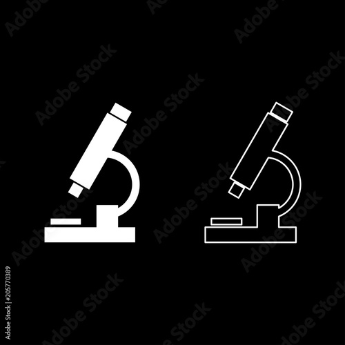 Microscope icon set white color illustration flat style simple image
