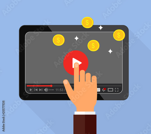 Video monetization concept. Making money from video content.