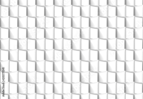 3d rendering. Abstract Seamless white Square box pattern wall background.