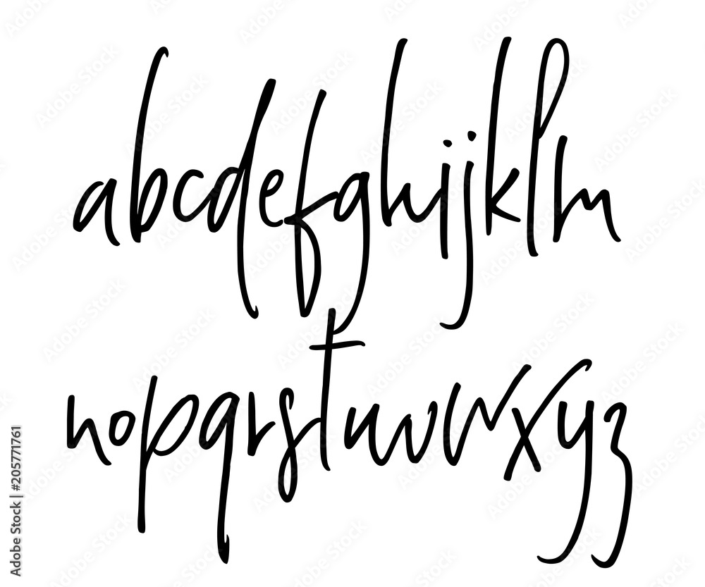 Ballpen handwritten vector alphabet. Modern calligraphy, lowercase ...