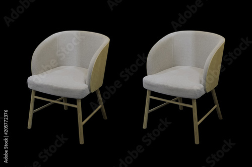 Modern chair isolated on black background clipping path included.