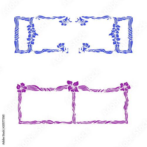 Decorative frameworks with flowers, design element for greeting card or invitation