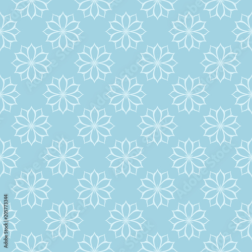 Wallpaper Mural White floral seamless pattern on blue background Torontodigital.ca