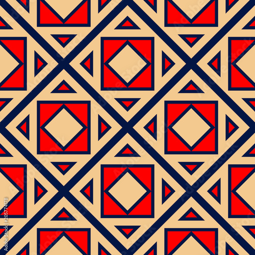 Wallpaper Mural Geometric seamless pattern. Colored red and blue background Torontodigital.ca