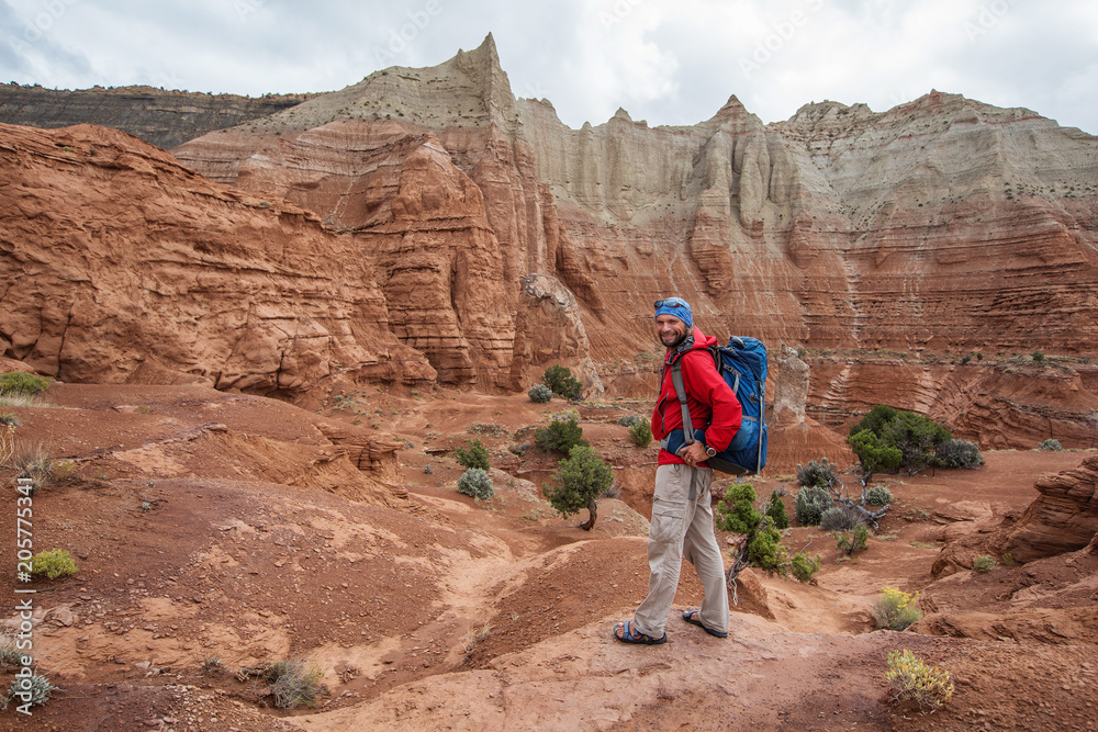 Hiker in Kodachrome Basin state park in Utah, USA