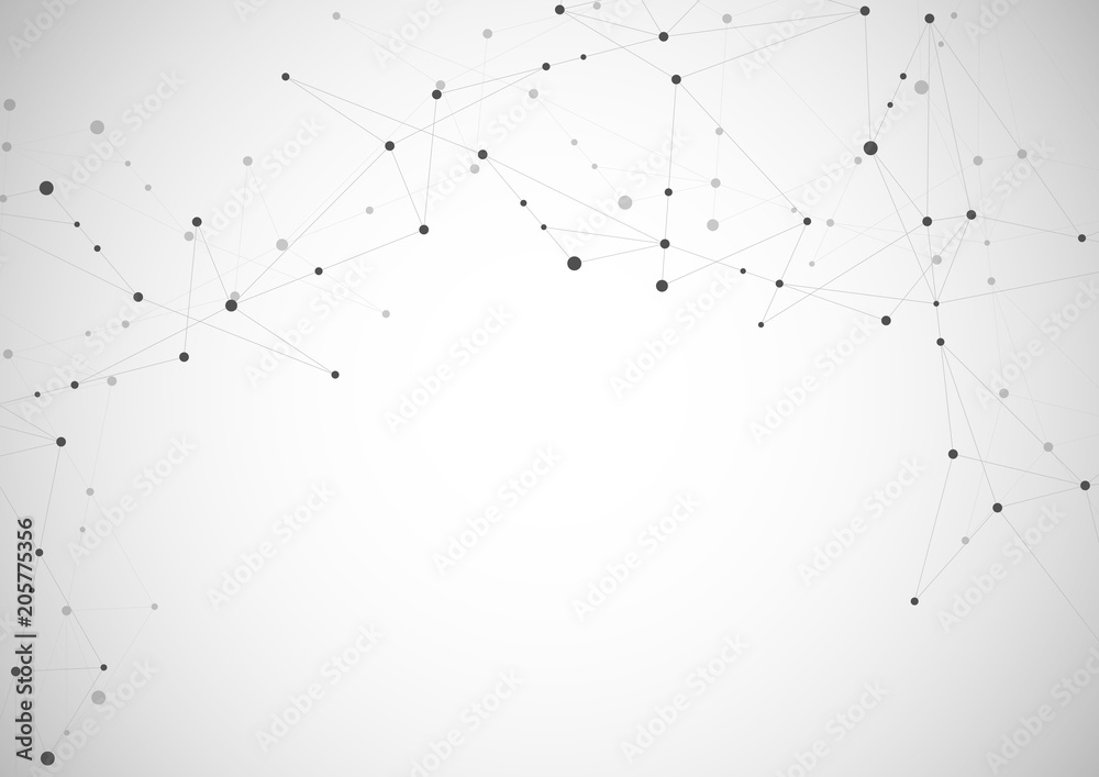 Abstract connection background with lines and dots vector. Geometric network connection