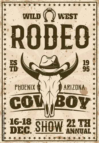 Rodeo show advertisement poster in retro style photo