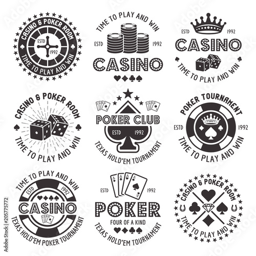 Poker and casino vector black gambling emblems photo