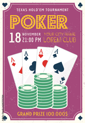 Poker tournament invitation colored poster