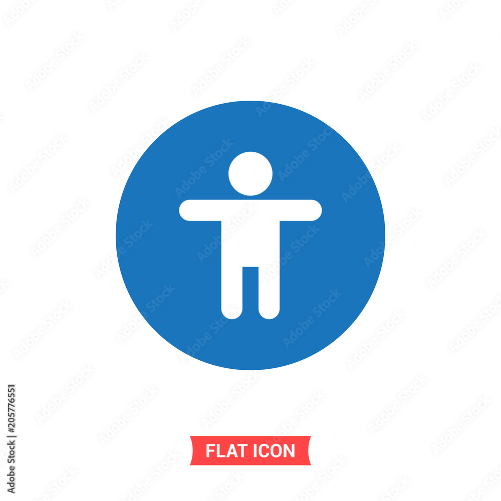 Accessibility vector icon, man symbol. Flat sign illustration for web or mobile app on white background Accessibility vector icon, man symbol. Flat sign illustration for web or mobile app on white background
