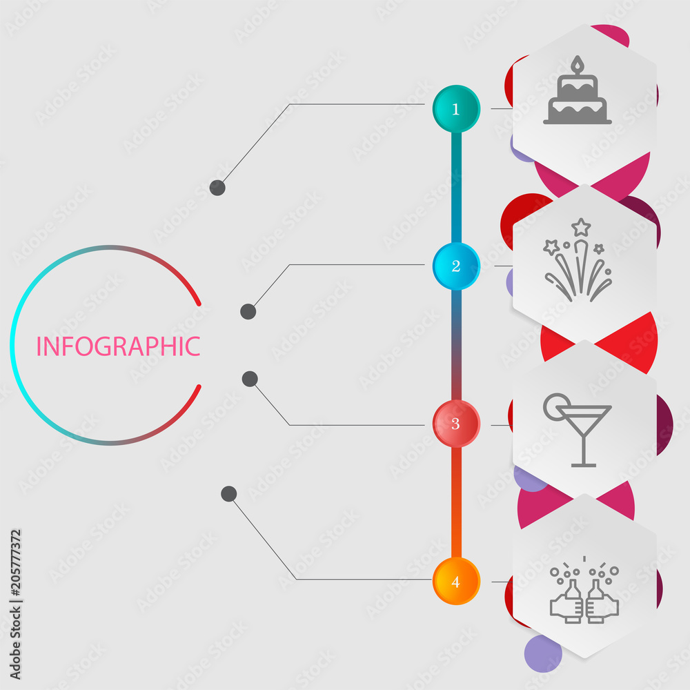Birthday and party infographic with icon 4 step, for presentatio Birthday and party infographic with icon 4 step, for presentatio