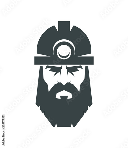 The bearded miner in a helmet logo. Collier icon photo